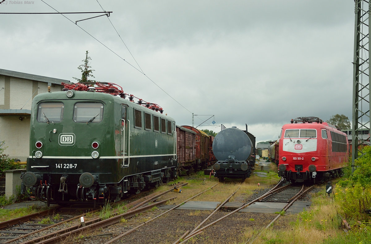 141 228 und 103 101 am 26.06.2016 im Eisenbahnmuseum Darmstadt-Kranichstein