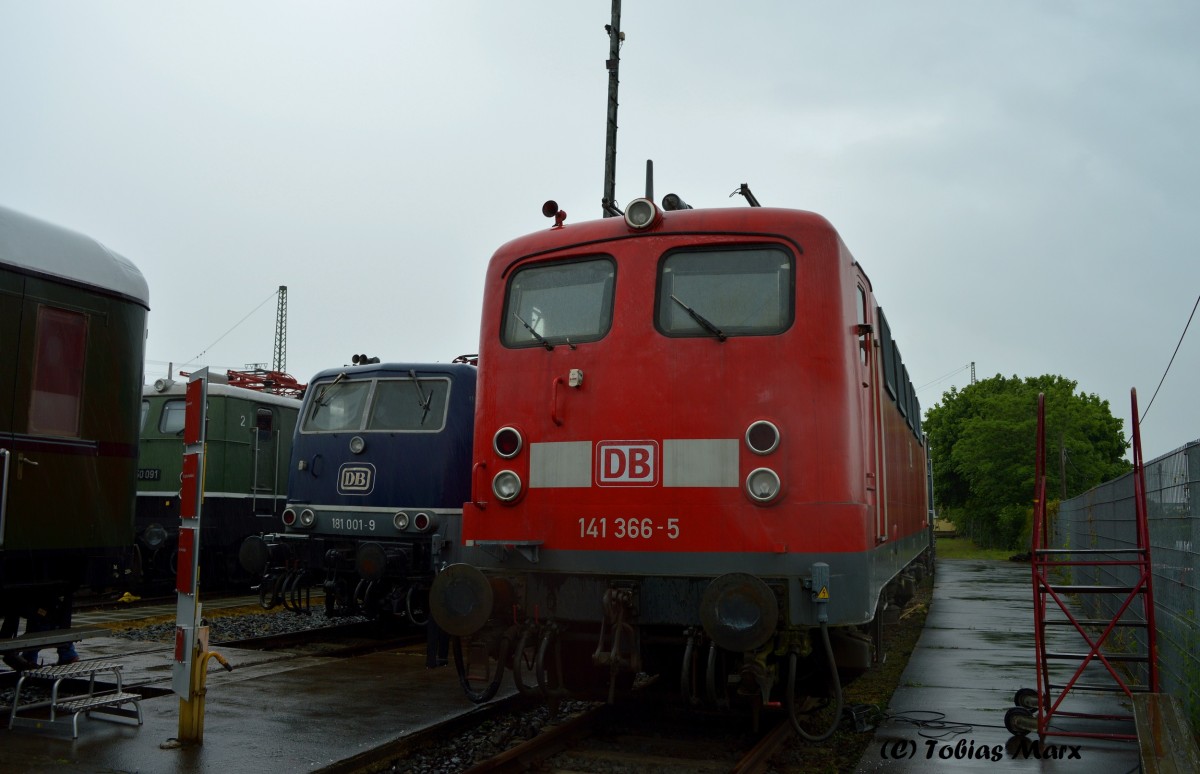 141 366-5, 181 001-9 und E50 091 (v.r.n.l) abgestellt im Auenbereich des DB Museum Koblenz beim Sommerfest am 13.06.2015