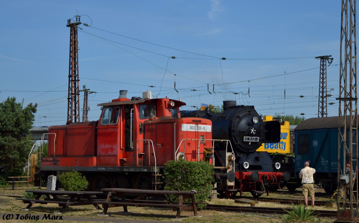 363 133-0 und 50 3552-2 beim Lokschuppen-Fest in Hanau am 14.06.2015