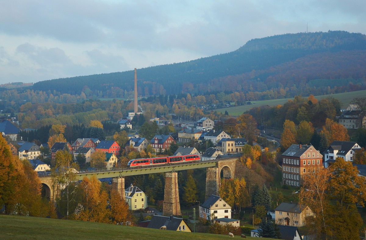 642 201 auf dem Cranzahler Viadukt auf dem Weg nach Annaberg am 26.10.2015