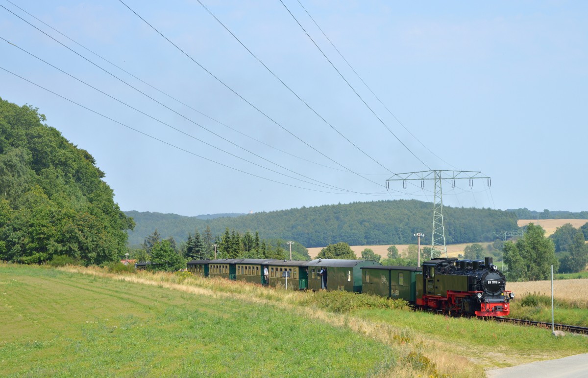 99 1782-4 mit P 106 kurz vor Seelvitz am 04.08.2015