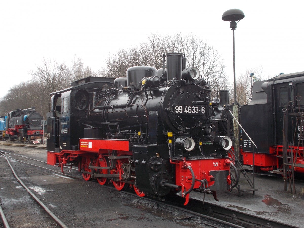 Am 09.März 2015 war die 99 4633 zum Dienst eingeteilt.Aufnahme in der Est Putbus.