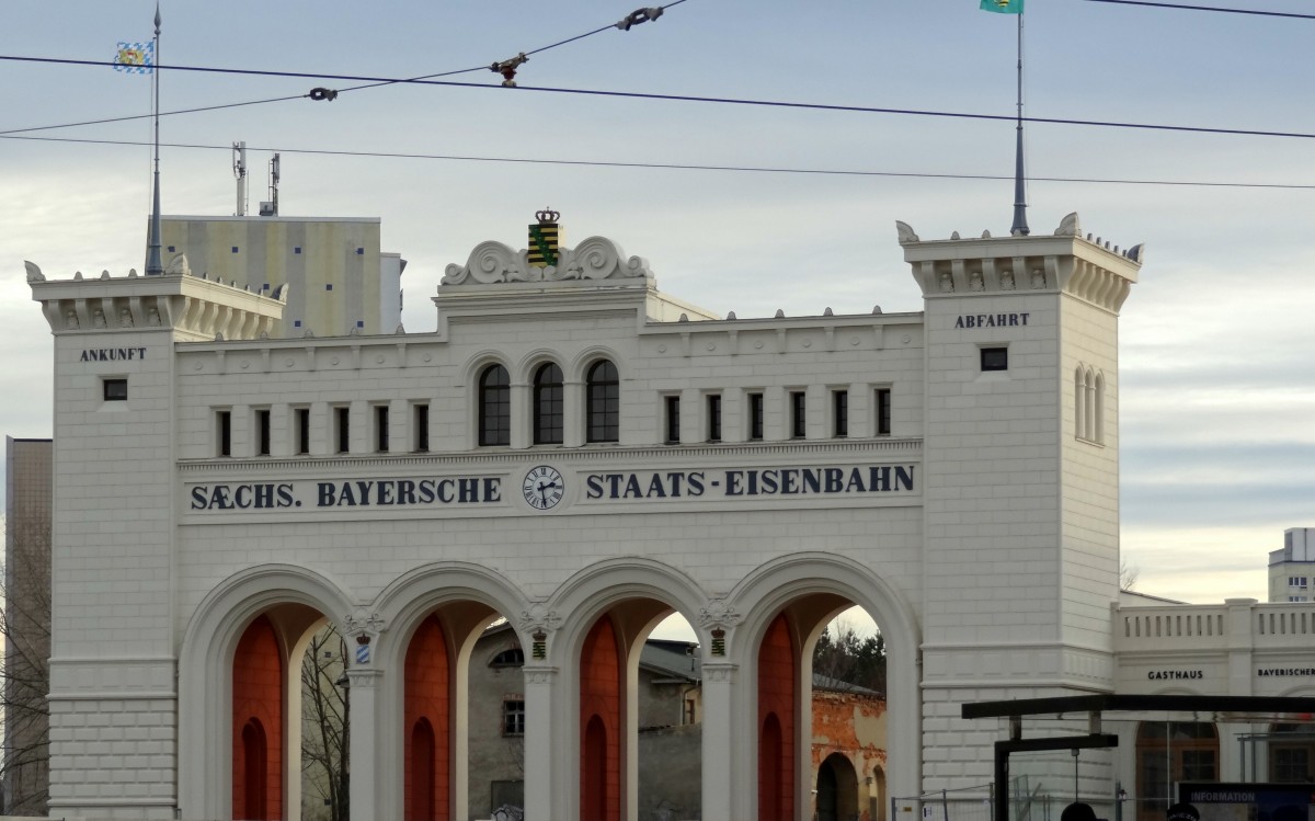 Das alte Bahnhofsgebäude vom Bayerischen Bahnhof in Leipzig.
Aufgenommen im Dezember 2013.