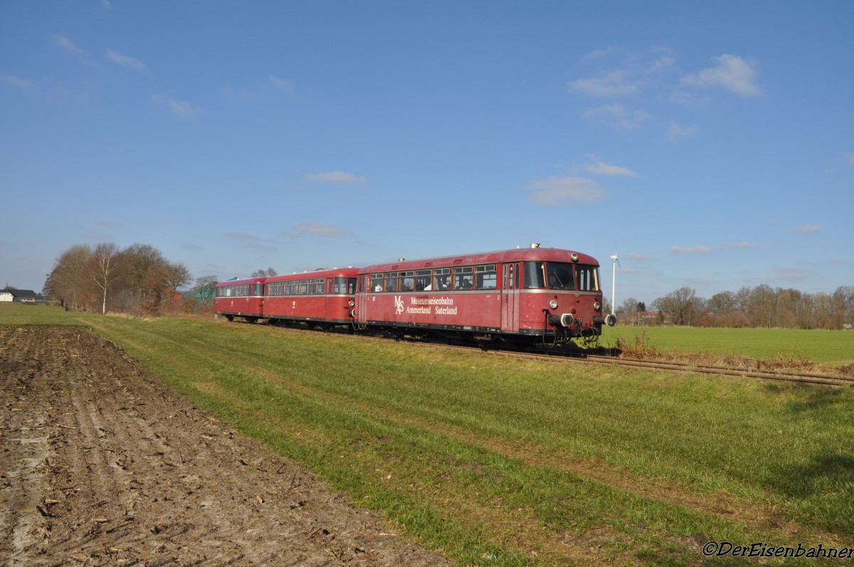Die Museumseisenbahn Ammerland-Barßel-Saterland zwischen Bösel und Friesoythe am 12.03.2016