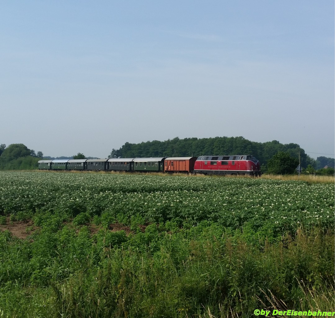 Die V200 033 auf dem weg nach Wilhelmshaven (Höhe Badbergen) am 04.07.2015