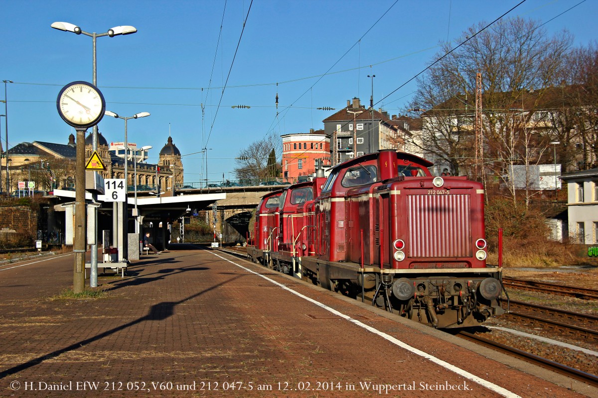 EfW 212 052-5,V60 und 212 047-5 am 12.02.2014 in Wuppertal Steinbeck.