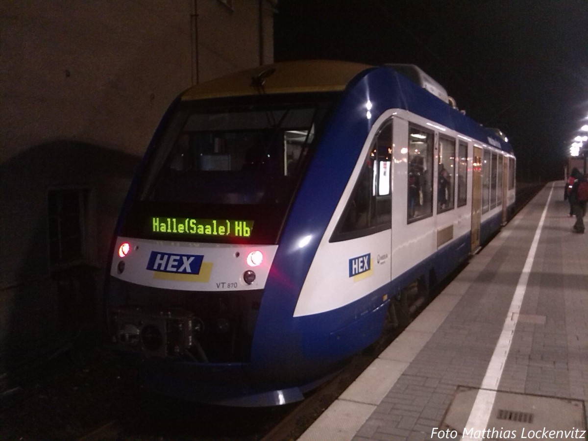 HEX VT 870 noch miz Ziel Halle Saale Hbf im Bahnhof Halle Saale Hbf am 14.2.14 