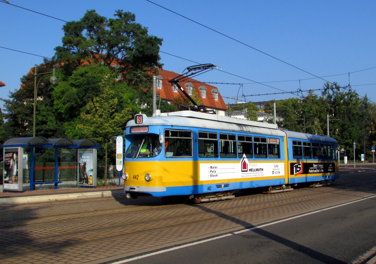 Sonderzug Tw 442 kurz vor dem Gothaer Hauptbahnhof am 20.09.2014