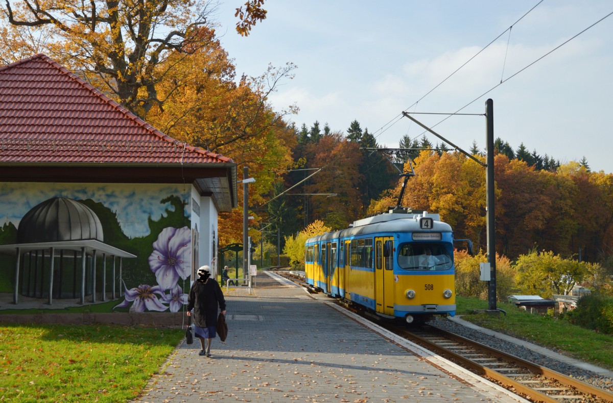 Tw 508 bei der Ausfahrt aus Friedrichroda am 30.10.2015