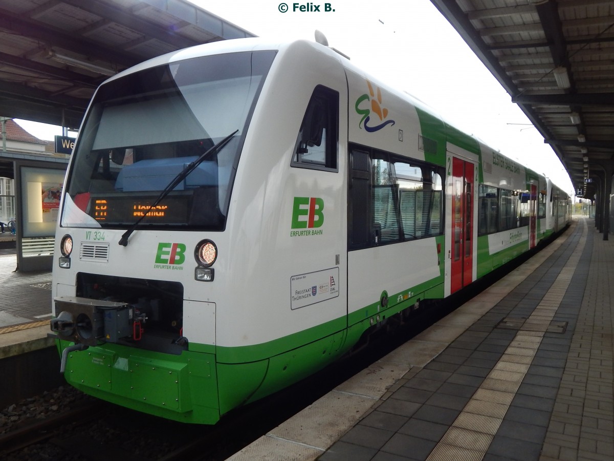 VT 334 der Erfurter Bahn in Weimar am 07.10.2014 