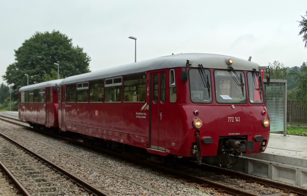 Zwei BR772 Schienenbusse stehen in Rottenbach zur Abfahrt nach Katzhtte bereit. Aufgenommen im August 2015.Platz 2 (Bild des Monats) August.2015