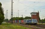 193 841 bei der Durchfahrt mit einem Güterzug durch Darmstadt Kranichstein am 08.05.2015