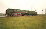 Im August 2000 kam die größte,europäische Dampflok aus Russland nach Mukran.Hier stand die P36 0123 vor dem Abtransport in das Eisenbahnmuseum Prora in Mukran.