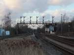 Signalanlage in Richtung Goslar / Hannover / Viennenburg  im Bereich des Bahnhofes Bad Harzburg  am 23. Dezember 2015.

