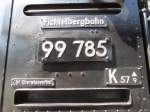 Die beschilderung der 99 785 in Oberwiesenthal am 15.Juli.2013