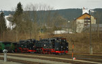 99 1741-0 und 99 1785-7 wurden am 30.03.2016 über den Oberwiesenthaler Bahnhof rangiert.