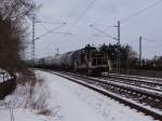291 034-7 schleppte am 05.02.15 (späten Nachmittag) einen Kesselzug durch das Vogtland. Der Zug war mit 421 385 Bespannt und die 362 798-1 hatte Schiebedienst. Hier in Oberjößnitz/V. zu sehen.