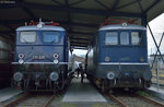 E10 228 (IG Einheitslokomotiven) und 110 005 (Bayerisches Eisenbahnmuseum) beim Sommerfest in Koblenz am 18.06.2016