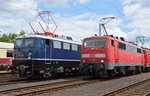 In der Lokaufstellung zur Lokparade beim Sommerfest in Koblenz am 18.06.2016 standen E10 228 (IG Einheitloks) und 111 111.