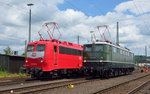 In der Lokaufstellung zur Lokparade beim Sommerfest in Koblenz am 18.06.2016 standen 110 152 (Baureihe E10 e.V.) und E50 091 nebeneinander.