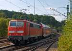 Die 111 156-6 schiebt den RE 9 (Rhein-Sieg-Express) Siegen - Kln - Aachen nun von Betzdorf (Sieg) weiter in Richtung Kln.