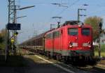 139 287-7 durchfuhr mit dem Henkelzug den Bahnhof Weiterstadt am 1.10.14