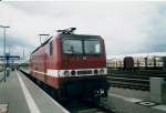 143 038 mit dem InterRegio nach Malmö am Mukraner Bahnsteig.