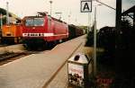 Am 29.August 1996 stand die damalige Magdeburger 143 104 mit einem Gz in Sassnitz.