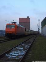 Arceolor 145-CL002 mit Gterwagen abgetsellt im Stralsunder Stadthafen (Bei der Getreide AG) am 12.10.13 