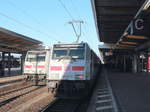146 568-1 mit einem IC in Richtung Köln und 146 551-7 in Richtung Dresden stehen am 21.