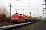 152 027-9 durchfhrt mit einem Panzerzug den Bahnhof Weiterstadt am 13.12.2014