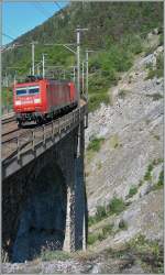 Zwei DB 185 auf dem BLS Luogelkinn Viadukt (Ltschberg Sdrampe).
10. Okt. 2007
