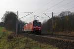 br-185-traxx-ac1ac2/386290/185-104-an-einem-talns-zug 185 104 an einem Talns Zug am 27.11.14 bei der Einfahrt Erfurt-Bischleben.