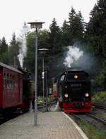 harzer-schmalspurbahnen/362998/99-7234-0-bei-der-einfahrt-mit 99 7234-0 bei der Einfahrt mit P 8922 in Schierke am 13.08.2014