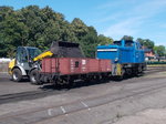 ruegensche-baederbahn/508542/mit-kohle-fuer-goehren-wurde-ein Mit Kohle fr Ghren wurde ein Ow,am 22.Juli 2016,in der Est Putbus beladen.