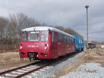 Die Erfurter Bahnservice Ferkeltaxe 772 345,am 24.Mrz 2016,auf dem Putbuser Tankgleis.