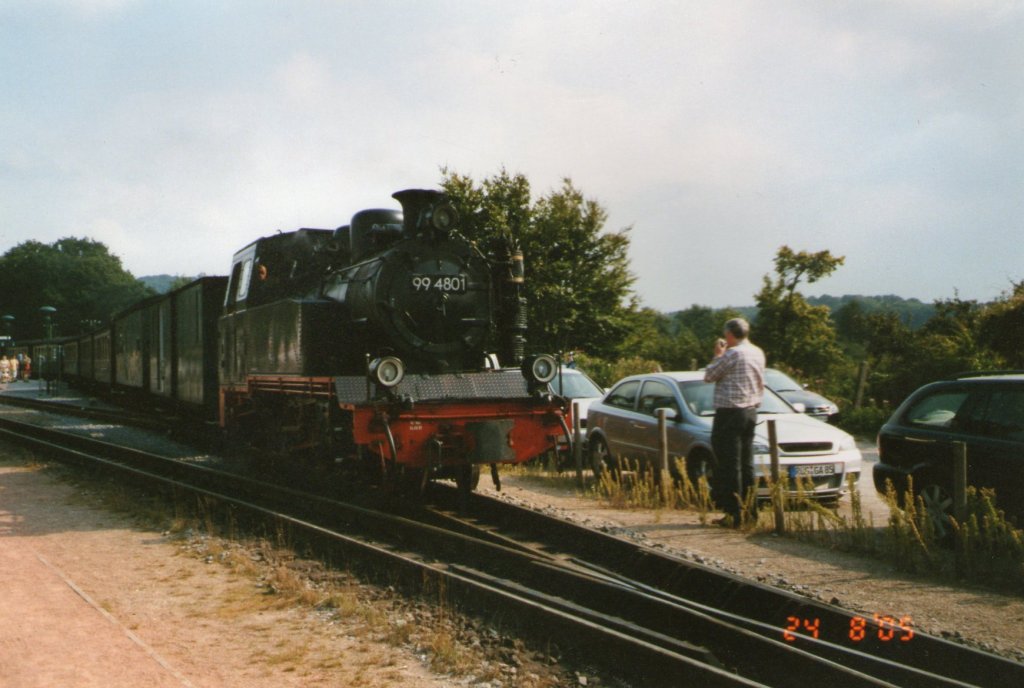 99 4801 bei der Ausfahrt richtung Putbus am 24.August.2005(Gescannt)