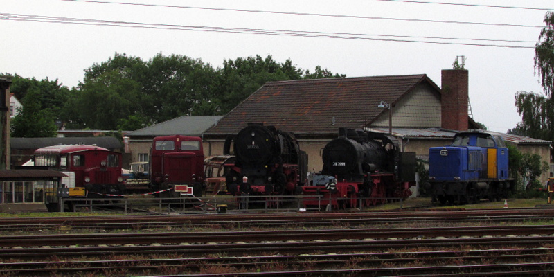 Blick auf das Eisenbahnmuseum Darmstadt Kranichstein am 27.Mai.2014