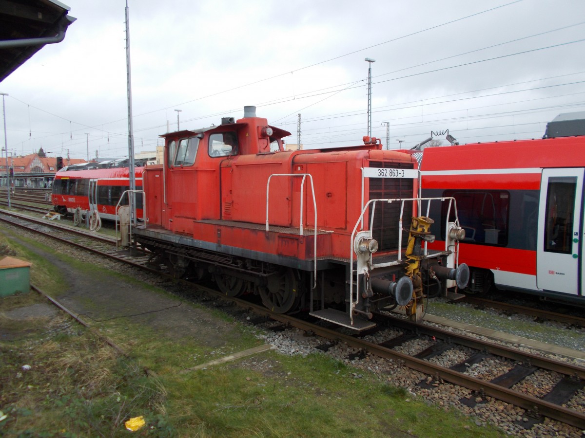 Dreibein 363 863,am 12.Januar 2015,in Stralsund.