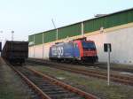 SBB Cargo 482 038-7 am 9.3.2016 im Stralsunder Nordhafen abgestellt.