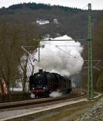 01 118 der Historischen Eisenbahn Frankfurt am 22.03.2015 vor Eppstein mit dem Westerwald Express.