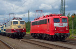 In der Lokaufstellung zur Lokparade beim Sommerfest in Koblenz am 18.06.2016 standen 110 152 (Baureihe E10 e.V.) und E10 1309 nebeneinander.