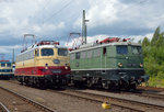 In der Lokaufstellung zur Lokparade beim Sommerfest in Koblenz am 18.06.2016 standen E10 1309 und E40 128 nebeneinander.