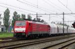 Kalkzug mit 189 080 passiert am 31 August 2014 Zevenaar auf dem Weg nach Deutschland.