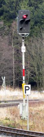 Das Einfahrsignal von Drei Annen Hohne für die Strecke von Nordhausen.