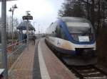 OLA VT 0010 mit Ziel Btzow im Bahnhof Pueckermnde Stadthafen am 14.12.13 